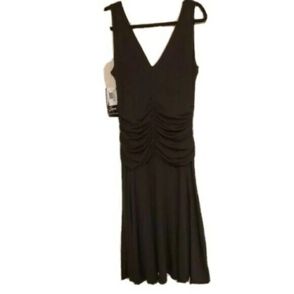 Lennie For Nina Leonard Dress Womens Small Rouche Black Cocktail Party New